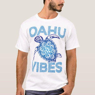 Polynesisk Blå Tribal Havssköldpadda Oahu Vibes T Shirt