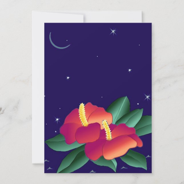 Polynesisk Blommigt Tiki Tropical Nights Inbjudan (Framsida)