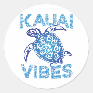 Polynesisk Blue Tribal Sea Turtle Kauai Vibes Runt Klistermärke