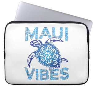 Polynesisk Blue Tribal Sea Turtle Maui Vibes Laptop Fodral