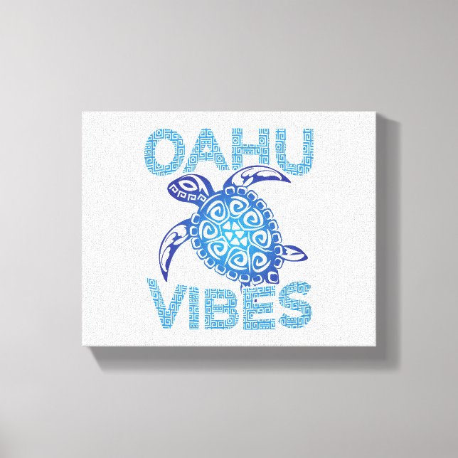Polynesisk Blue Tribal Sea Turtle Oahu Vibes Canvastryck (Framsida)