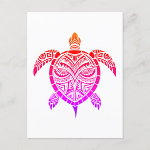 Polynesisk-inspirerad sköldpadda vykort