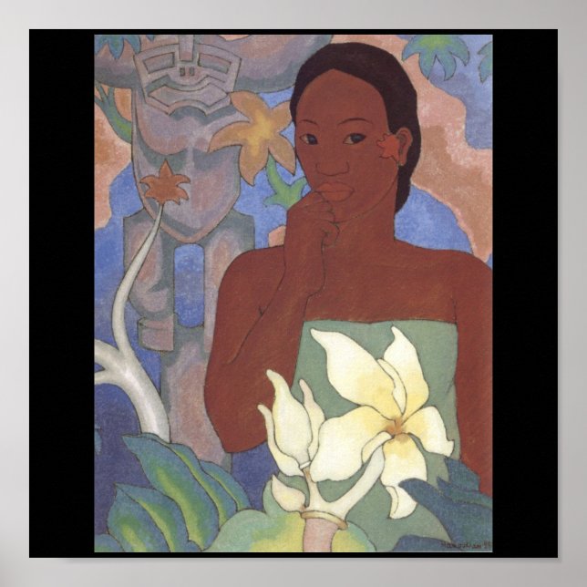 Polynesisk kvinna och tiki av Arman Manookian, 192 Poster (Framsidan)