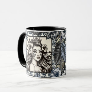 Polynesisk Prinsessa Blommig Tribal Mugg