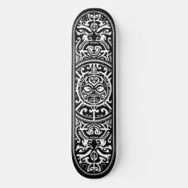 Polynesisk stammen Ansikte Wood Grain Skateboard Bräda 19,5 Cm