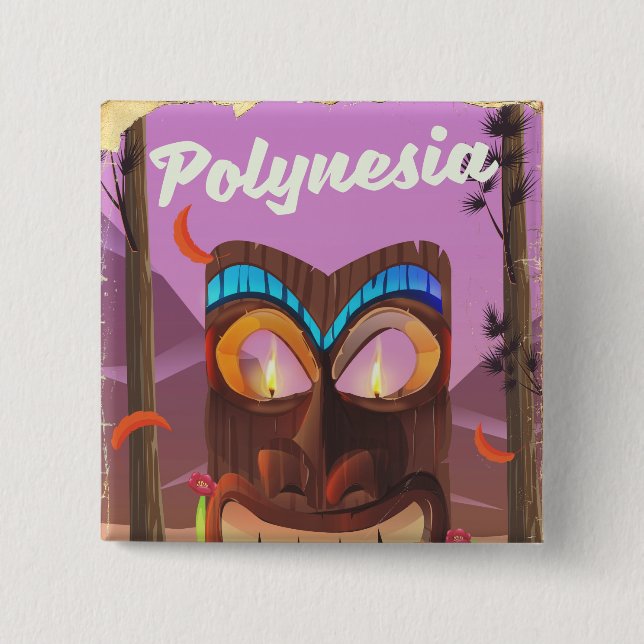 Polynesisk Tiki-mask Knapp (Framsida)
