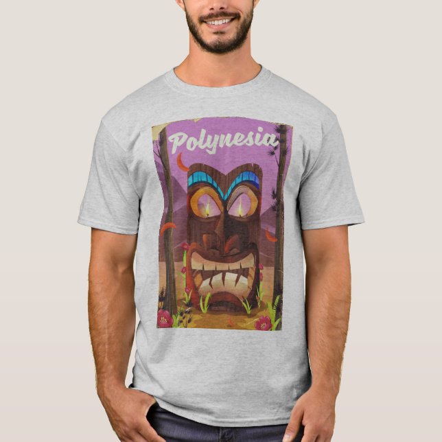 Polynesisk Tiki-mask Tee Shirt (Framsida)