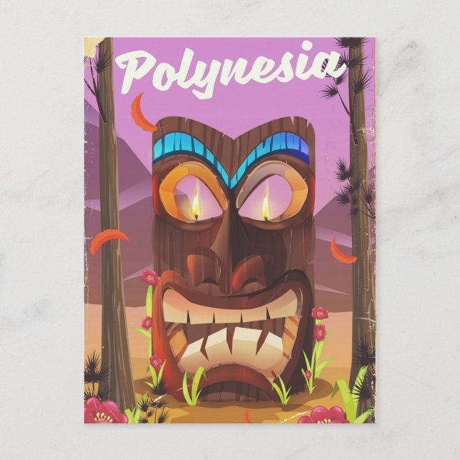 Polynesisk Tiki-mask Vykort (Framsida)