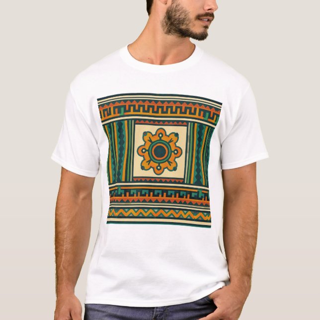 Polynesiska stammandala Mönster - feta geometriska T Shirt (Framsida)