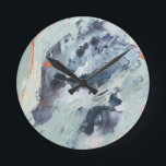 Polyphoniska havet - blå rund klocka<br><div class="desc">Polyphonic Sea I av Victoria Borges. En mängd färg används i snurrar,  linjer och blåsor.</div>