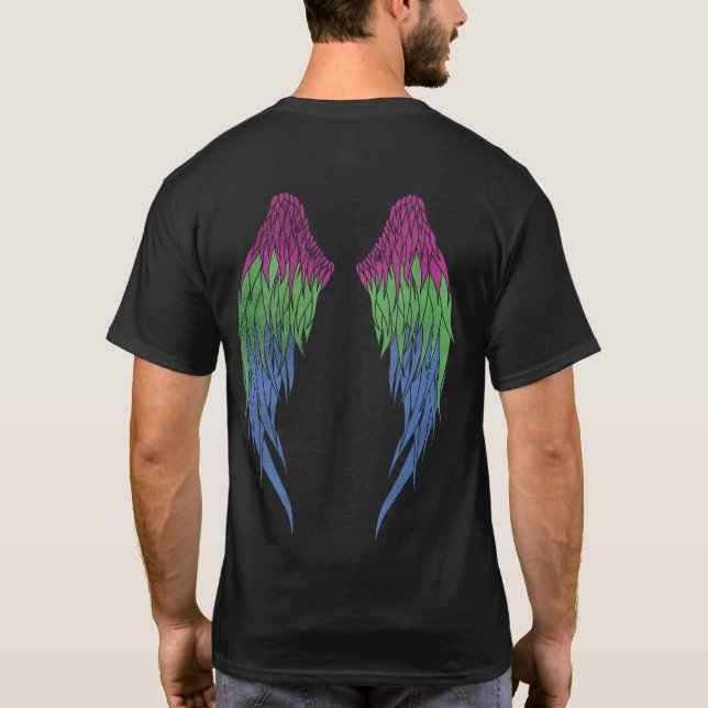 Polysexual Flagga - Angel Vingar T Shirt (Baksida)