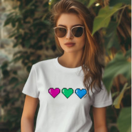 Polysexual Flagga Pixel Heart T Shirt