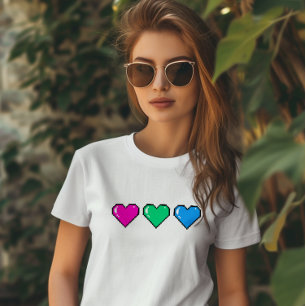 Polysexual Flagga Pixel Heart T Shirt