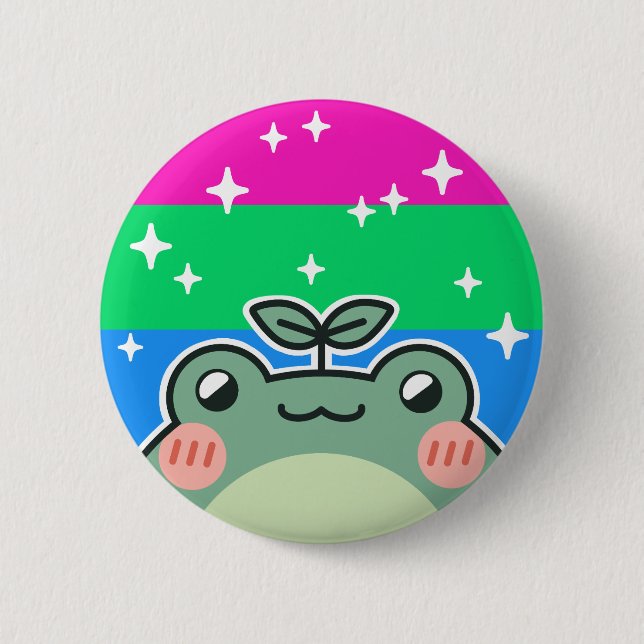 Polysexual HBT-Pride Flagga Frog Knapp (Framsida)