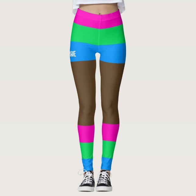 Polysexual Pride Faux Kort & Ben Leggings (Framsida)