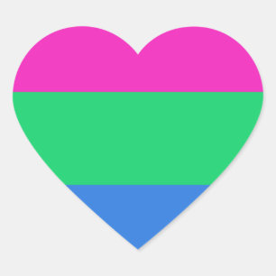 Polysexual Pride Flagga Hjärtformat Klistermärke