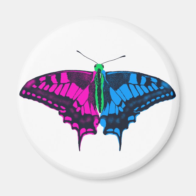 Polysexual Pride Flagga Swallowtail Butterfly Magnet (Framsidan)
