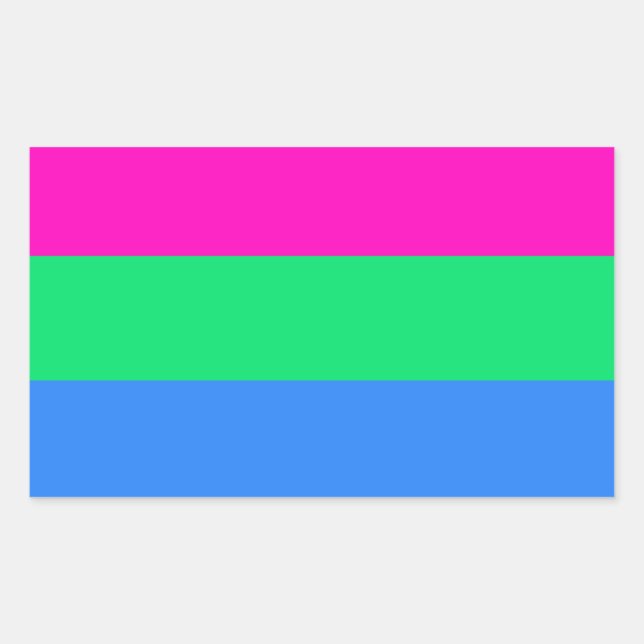 Polysexual prideflagga rektangulärt klistermärke (Framsida)
