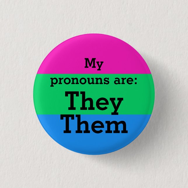 Polysexualitet-Flagga med dem/de Pronouns Knapp (Framsida)