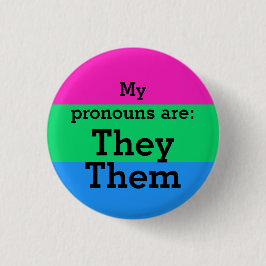 Polysexualitet-Flagga med dem/de Pronouns Knapp