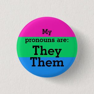 Polysexualitet-Flagga med dem/de Pronouns Knapp