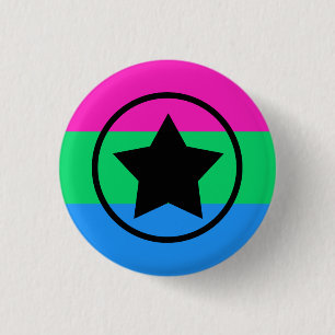 Polysexualitet-Flagga med en stjärna i cirkel Knapp