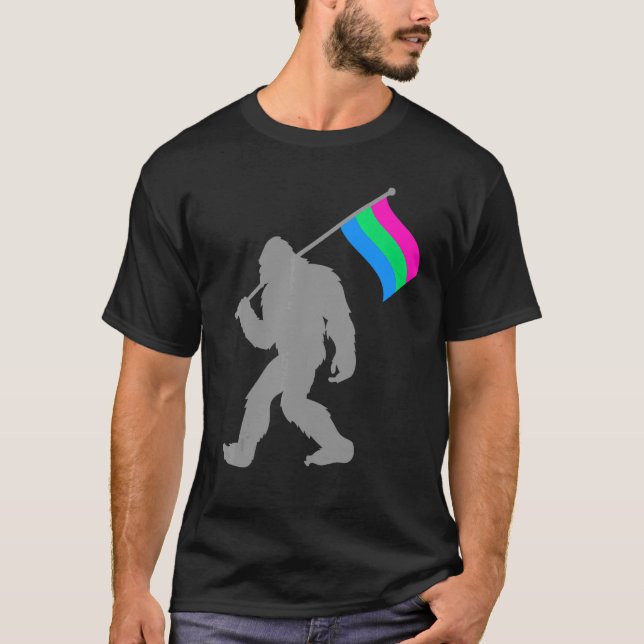 Polysexualitet Pride Flagga Monster på polysexual T Shirt (Framsida)