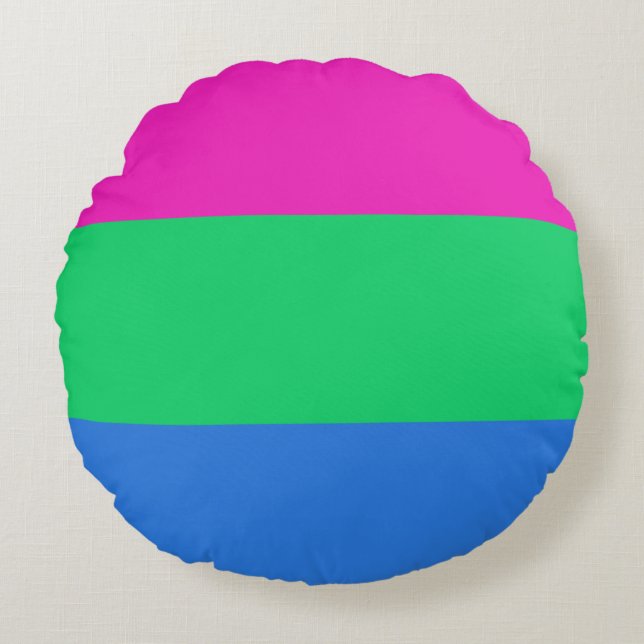Polysexuell stolthetsflagga rund kudde (Framsidan)