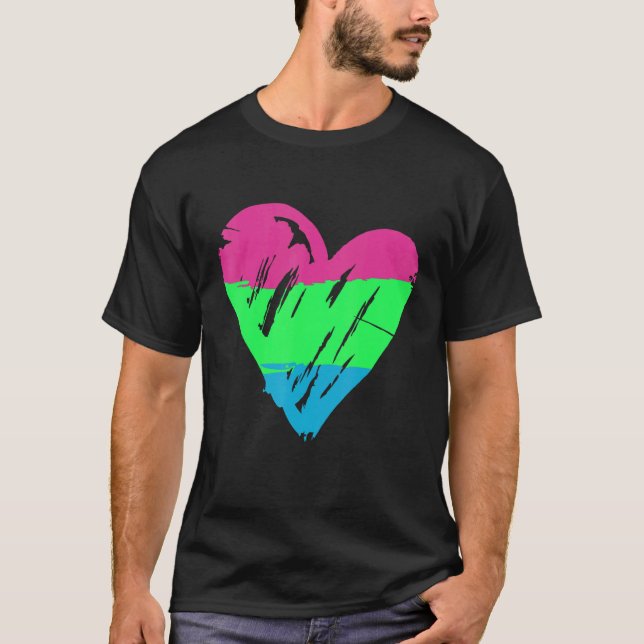 Polysexuellt Pride Heart Flagga 2 T Shirt (Framsida)