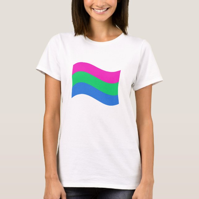 Polysexuellt Pride Vågigt Flagga T Shirt (Framsida)
