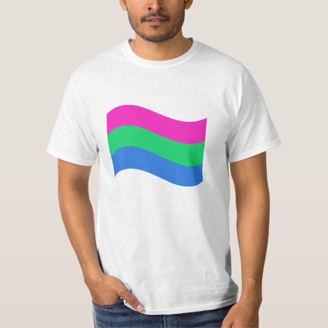 Polysexuellt Pride Vågigt Flagga T Shirt (Framsida)