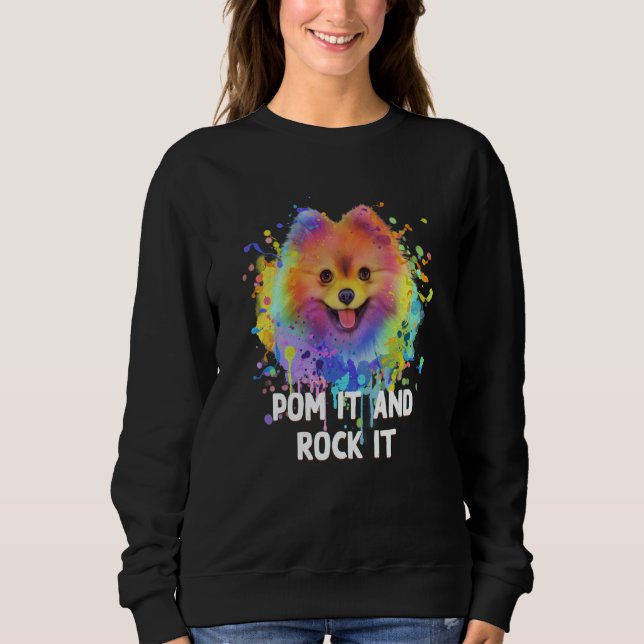 Pom It and Rock It Pomeranian Humor Pom Pom Dog  1 T Shirt (Framsida)