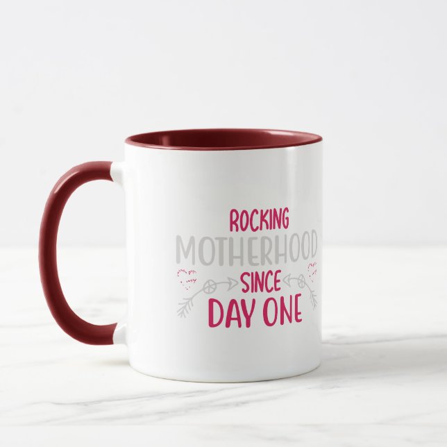 POM MOM Söt Pompom-typografi Tvåtons-mugg Mugg (Vänster)