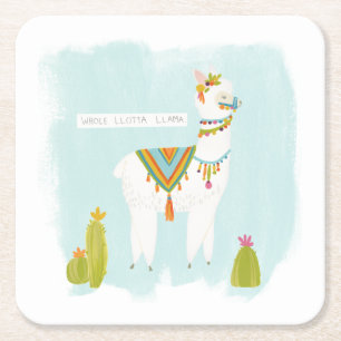 Pom Pom Llama Rama - Hela Lotta Llama Underlägg Papper Kvadrat
