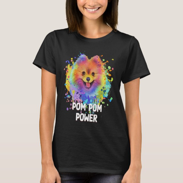 Pom Pom Power  Pomeranian Humor Toy Breed Animal P T Shirt (Framsida)