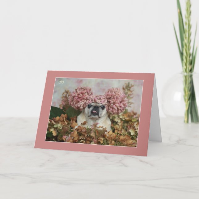 Pom Pom Pug Card Kort (Framsida)