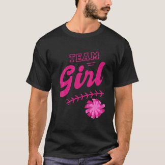 Pom Poms Team Girl Baby Gender Reveal Party T Shirt
