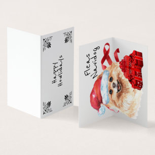 Pom Santa julafton sack rödpresenter rosett band D Kort