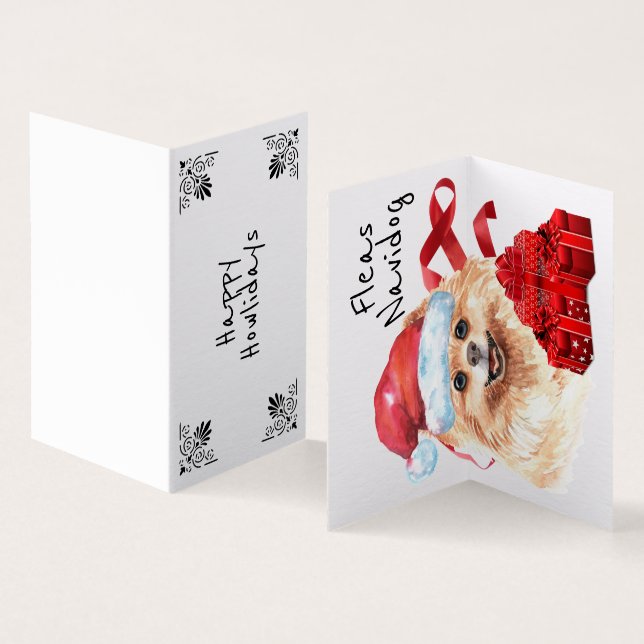 Pom Santa julafton-säcksrödpresenter rosett band D Kort (In- och utsida)