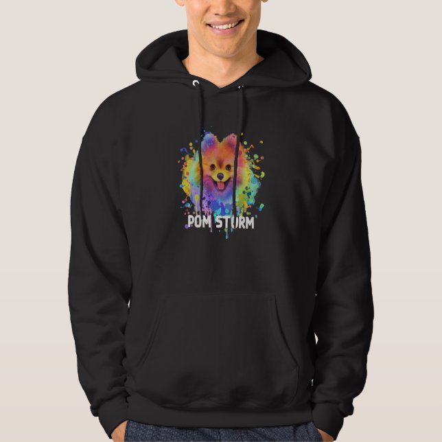 Pom Storm Pomeranian Humor Pom Pom Dog Dog Theme Hoodie (Framsida)