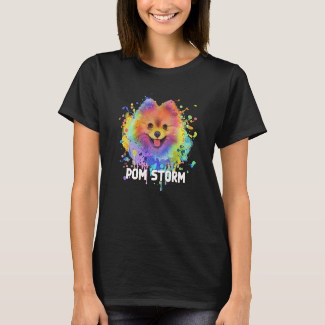 Pom Storm Pomeranian Humor Pom Pom Dog Dog Theme T Shirt (Framsida)