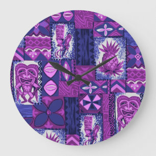 Pomaika’i Tiki Hawaiian Vintage Tapa Stor Klocka