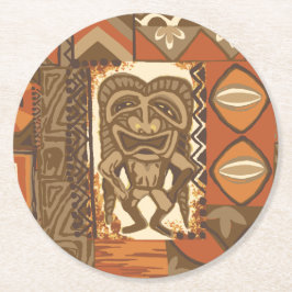 Pomaika’i Tiki Hawaiian Vintage Tapa Underlägg Papper Rund