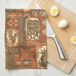 Pomaika'i Tiki hawaiansk vintageTapa Kökshandduk