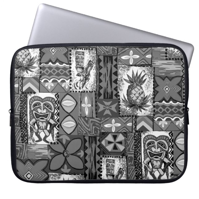 Pomaika'i Tiki hawaiansk vintageTapa Laptop Sleeve (Framsidan)