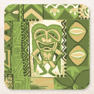Pomaika'i Tiki hawaiansk vintageTapa Underlägg Papper Kvadrat