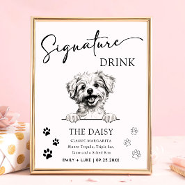Pomapoo Hund Bröllop Namnteckning Drink-tecken Poster