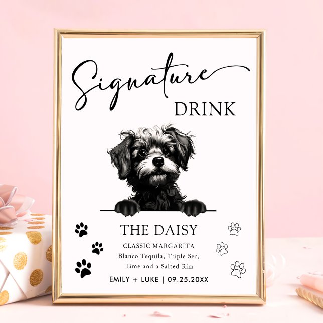 Pomapoo Hund Bröllop Namnteckning Drink-tecken Poster (Skapare uppladdad)