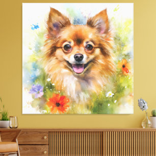 Pomchi Blommigt Watercolor Canvastryck