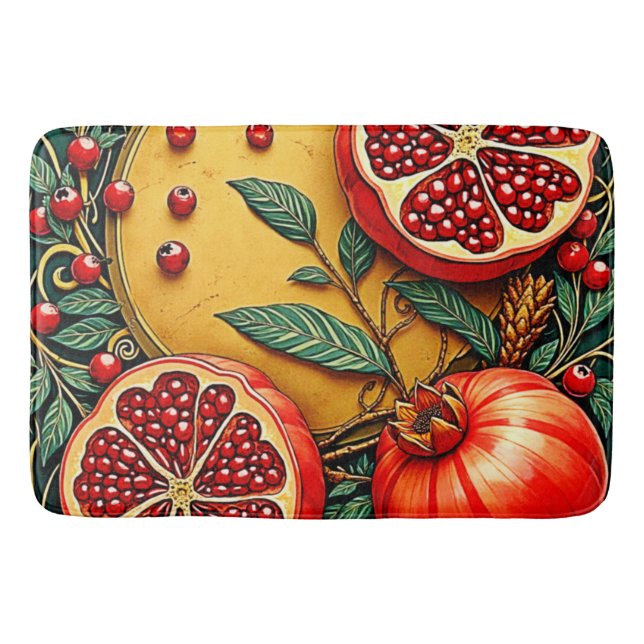 Pomegranat Elegance Art-utskrift Badrumsmatta (Framsidan)